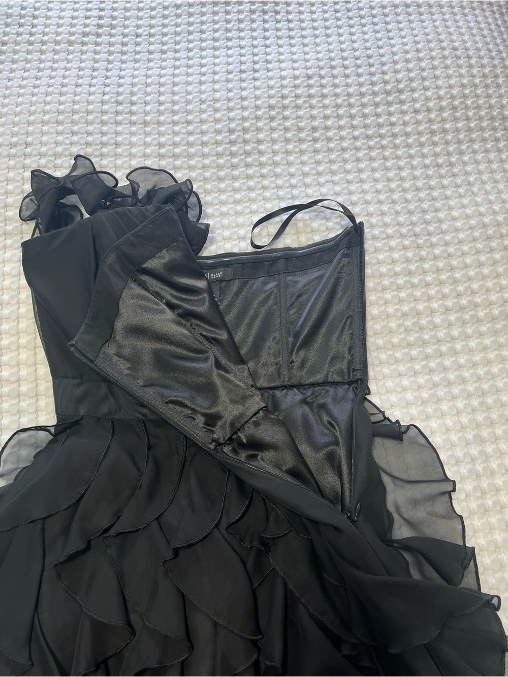 White House Black Market Black One-Shoulder Ruffle Cocktail Dress - Picture 13 of 14